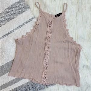 Kendall & Kylie Blush Lace High Neck Crop Top